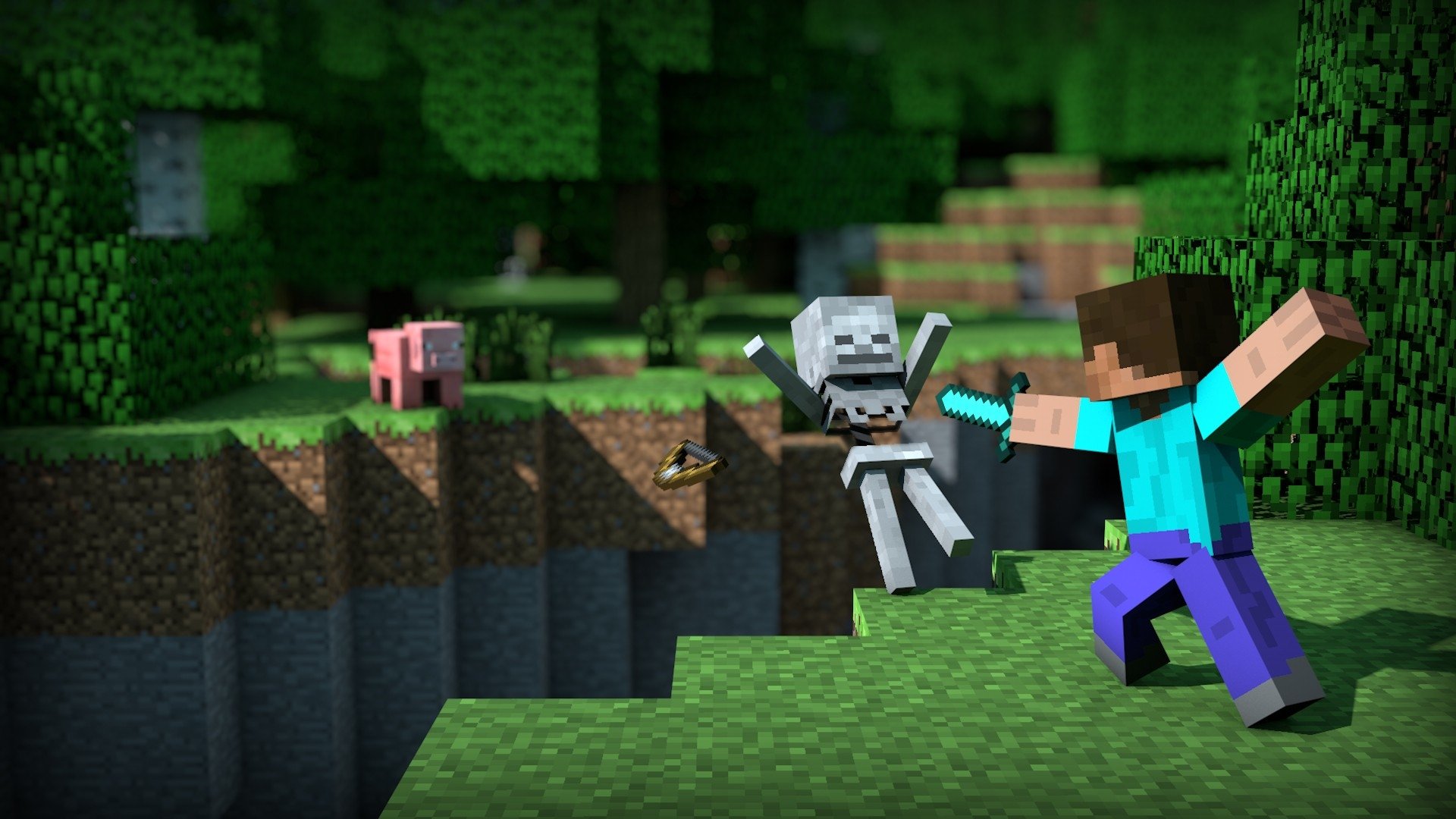 Minecraft Fighting Skeleton